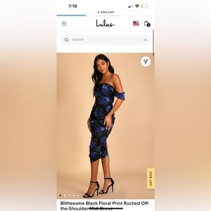 WOMENS- black and blue Floral Lulus MIDI dress